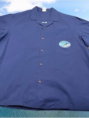 Waialua Boat Club Hawaiian Aloha Shirt Sz 2XL Blue Marlin Fishing Member Shirt